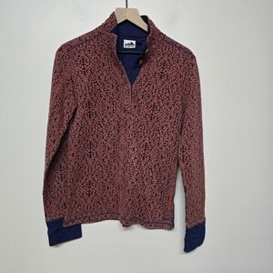 Kavu Women's Lopez Filigree Print Button High Collar Pullover Knit Sweater Sz L